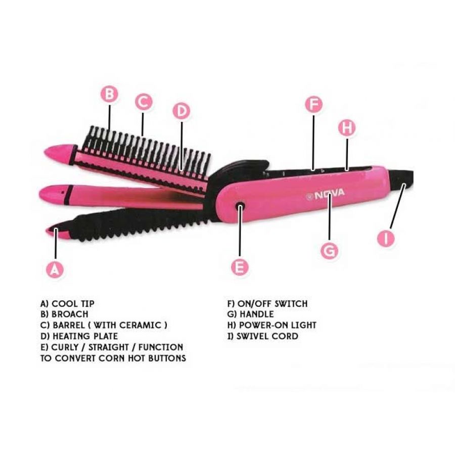 Nova 3 In 1 Hair Curler Straight Hair And Corn Curler